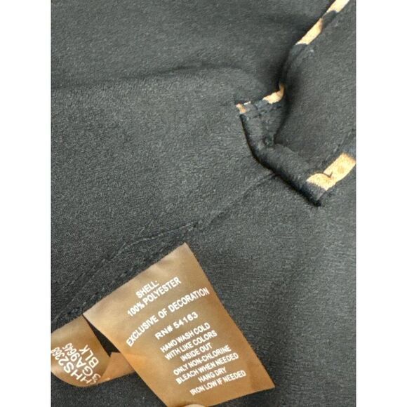 Calvin Klein Women Black with Animal Trim Roll Tab Button Front Button Shirt M - Picture 10 of 10